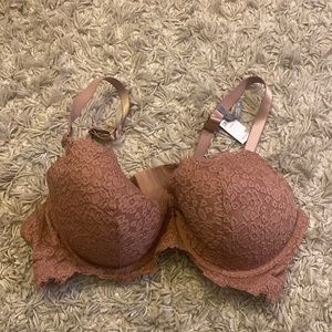 Aerie Mauve Pink Plunge Push-up Lace Bra Sz 40C